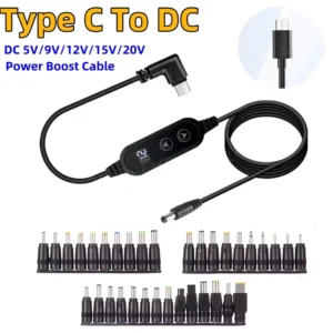 USB C to DC Power Boost Cable Type C To DC Fast Charging 5V/9V/12V/15V/20V Boost Converter Step-up Cable Adapter For Wifi Router