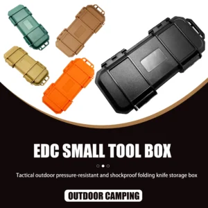 Edc storage box, tactical outdoor pressure-resistant and shockproof folding knife, small tool box, portable camping tool suitcas