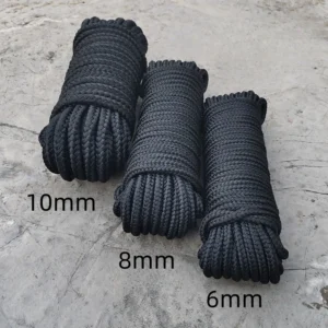 Black Nylon Braided Rope, Binding Cord, Wear-Resistant, Tent Pull Rope, 12-Strand, 3/4/5mm 6mm, 8mm, 10mm