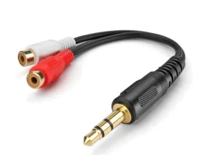 Gold 3.5mm 1/8 Stereo Female Mini To 2 Male RCA Plug Adapter Audio Y Cable Extense Mobile Audio Adapter Splitter