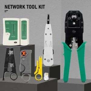 RJ45 Crimper Lan Tester Tool Set Ethernet Cable Stripper Punch Down Tool RJ45 RJ11 Connectors 12 in 1 Cabling Repair Set