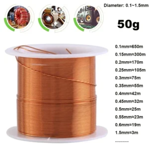 1-3 Rolls 50g Copper Wire 0.1~1.5mm Cable Copper Wire Magnet Wire Copper Lacquer Wire Enameled Copper Winding Wire