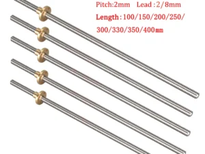 2pcs T8 Lead Screw Trapezoidal Rod Pitch 2mm Lead 2mm/8mm 100/150/200/300/350/400mm T8 Lead Screw Nut Reprap 3D Printer Parts