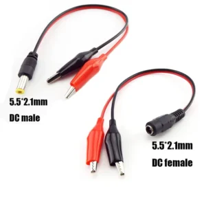 DC Male Female Jack Connector Alligator Clips Crocodile Wire 12V Power Cable To 2 Alligator Clip Connected Voltage 5.5*2.1mm