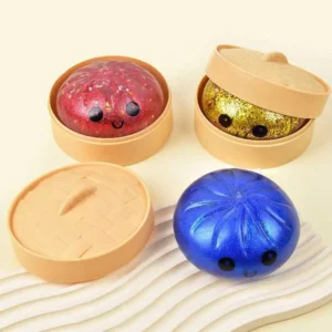 Simulation Baozi Dumpling Pressure Ball Soft Low Rebound Squishy Glitter Sensory Toy Anxiety Relief Birthday Gift Kids