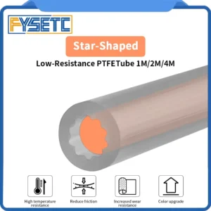 For Bambu Lab Creality Voron Anycubic Star Shaped PTFE Tube 4mm OD Low-Resistance High Temperature Resistance PTFE Tube