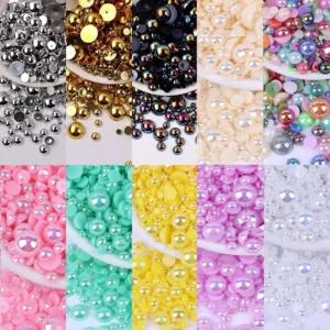 3/4/5/6/8/10/12mm AB Half Round ABS Bead Imitation Pearl Flatback Beads For DIY Nail Craft Decor Jewelry Making F0104