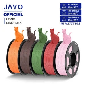 JAYO High Speed PLA Matte 3D Printer Filament 1.75mm PLA Classic Filament 5Rolls/set High Toughness Matte 3D Filament 1.1KG/Roll