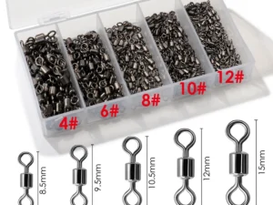 100Pcs Stainless Steel Bearing Rolling Connector Rotate Barrel Swivel Tackle Box Lure Line Tool Set Fishing Accessories