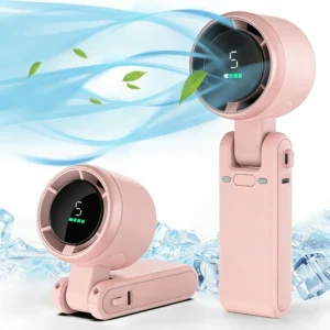 Portable Turbine Handheld Fan - 180° Foldable - Three-in-One Design - Brushless Motor - 9 Meters/Second Wind Speed - Battery - 5 Speed Settings - LED Display - Type-C Fast Charging - Suitable for Daily Use