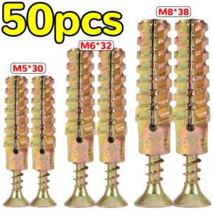Heavy Duty Steel Wall Anchor with Screws Kit Metal Tube Expansion Self Tapping Screw Drywall Drilling Plug Fastener Bolt Anchors