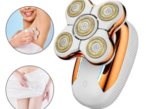 Five-Blade Head  Women's Gold Electric Hair Removal Device with Floating USB Rechargeable Portable Wet & Dry Razors