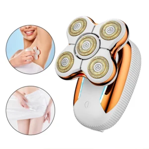 Five-Blade Head Women's Gold Electric Hair Removal Device with Floating USB Rechargeable Portable Wet & Dry Razors