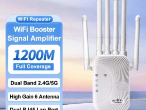 Kebidumei 1200Mbps WiFi Repeater 2.4G 5G Amplifier Home Office Network Range Extender WiFi Signal Booster Wireless Wi-Fi Router