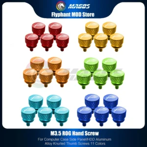 Desktop M3.5 Screw Colorful Hand-tighten Aluminum Alloy Knurled Thumb Screws ROG Logo 11 Colors,5Pcs