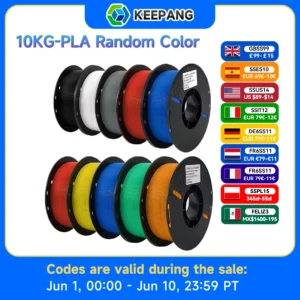 10KG PLA PETG Filament for 3D Printer Filament 1KG/Roll 1.75MM Plastic Filaments Line Up Neatly Printing Material for 3D Printer