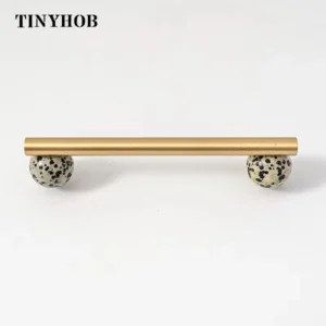 Tinyhob Nordic Art Handle/Natural Marble+Brass Handles and Knobs Drawer Pulls Kitchen Cabinet Knobs Pink Furniture Hardware