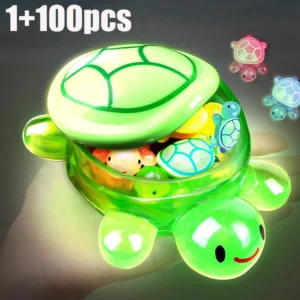 1PC Night Glow Large Turtle+100pcs Mini Luminous Turtles Figurines Resin Craft Glowing Turtle Storage Ornament Landscape Desktop