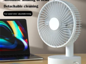 Mini Oscillating Fan, Portable Battery-Operated Table Fan with 4 Speed Levels, 6-inch Desk fan with Timer