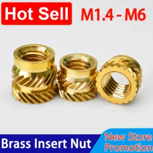 M1 M1.4 M1.6 M1.7 M2 M2.5 M3 M4 M5 M6 M8 Brass Heat Threaded Insert Nut Hot Melt Knurled Injection Embedment Nut for 3D Printer