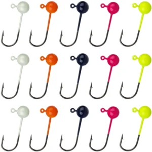 50pcs/lot Jig Head Fishing Hook Round Ball Jig Head Hook 0.45/0.8/1/1.5/2g Weedless Long Shank Jig Head For Soft Worm Fishing