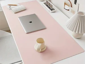 1 piece large size waterproof faux leather table mat - non-slip, solid color office mousepad and keyboard protection mat