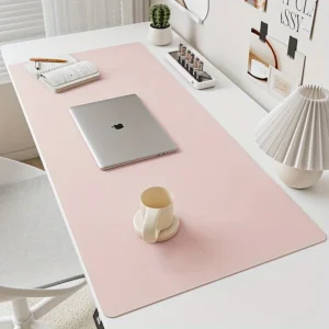 1 piece large size waterproof faux leather table mat - non-slip, solid color office mousepad and keyboard protection mat