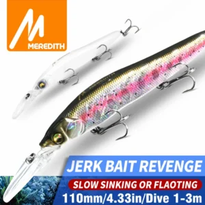 MEREDITH Minnow Wobbler Fishing Lures 110mm Artificial Hard Bait Slow Sinking Or Flaoting Depth 0-3m Bait Jerk Bass Pike Baits