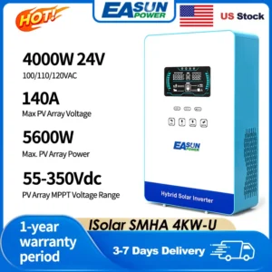 EASUN POWER 4KW 110V Off Grid Hybrid Inverter 5600W 24V 140A MPPT Inversores Pure Sine Wave Solar Power Inverter 6.25 Inch LCD