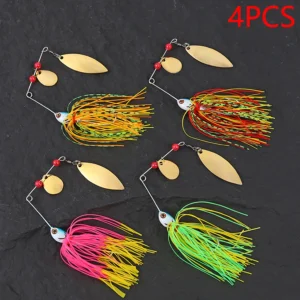 4pcs Swivel Fish Hard Bait Fishing Lures Sinking 17g Spinner Spoon Artificial Baits Metal Sequins Spinnerbait Wobblers For Pike