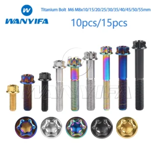 Wanyifa Titanium Bolt M6 M8x10/15/20/25/30/35/40/45/50/55mm Torx Flange Head for Motorcycle Modification Decoration 10/15pcs