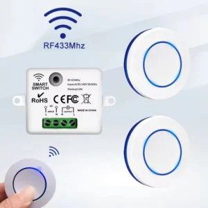 RF 433MHz Wireless 10A Relay Receiver Remote Control Light Switch 220V 110V Mini Round Button Wall Panel Switch For LED Lamp