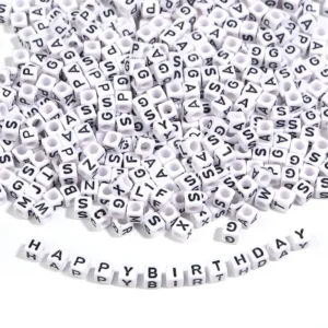 50-100Pcs/Lot White Black Acrylic Square Alphabet Beads Large Hole Letter Loose Spacer Bead Craft Handmade Bracelet Making Suppl