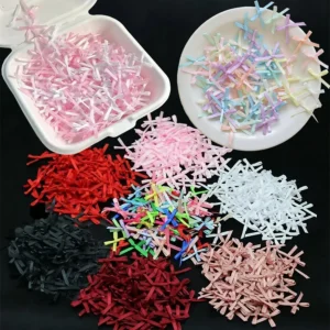 100pc 3cm Mini Ribbon Bows Flower for Sewing Appliques Crafts Decoration Hair Accessories Wedding Gift Box Ornament Supplies