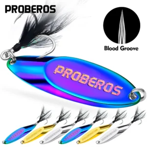 Proberos 32-87mm 3.7-60g Fishing Spoon Lure Single Hook Artificial Metal Hard Bait Trout Spinner Sequins Fishing Tackle