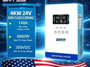 EASUN POWER US hybrid Soalr Inverter 4KW MPPT 140A 350VDC PV Input 110VAC 24VDC 4000W Pure Sine Wave 6.25 Inch LCD Display Household 6.25 Inch LCD  inversores híbridos solares with WIFI/without WIFI