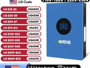 ANENJI Split Phase 12KW 48V Hybrid Solar Inverter 120/240VAC Pure Sine Wave Parallel Inverter built-in 2 MPPT 200A Solar Charger
