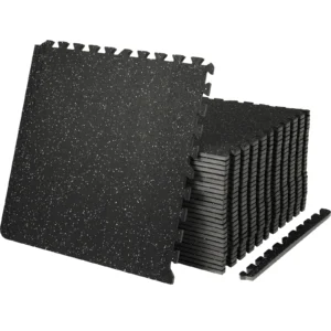 SucceBuy 25/12/6 PCS 1/2 in Thick Gym Floor Mats EVA Foam & Rubber Top Interlocking Workout Floor Mats Waterproof Exercise Mats