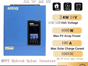 ANENJI Hybrid Solar Inverter 3KW 24V 110V/120V MPPT Pure Sine Wave Off Grid Photovoltaic Inverter with100A Solar Charger PV 500V