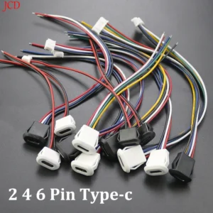 2~10PCS USB Type-C Waterproof USB Connector Direct compression female base Female Socket Charging Interface With Welding Wire