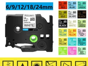 GREENCYCLE 1Pcs 6mm/9mm/12mm 231 Label Tape Compatible for Brother P-Touch Label Maker for TZ TZE 131 231 431 531 631 731 Ribbon