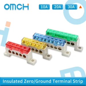 Terminal Block A10 7X11 9X14 3/4/5/6/7/8/10/12/15 Holes Neutral Terminal Block Brass Terminal Block Power Distribution Cabinets