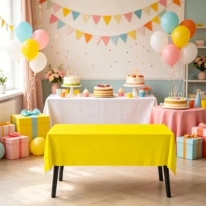 Vibrant Colourful Napkins Tablecloth Yellow Printed Paper for Birthday Wedding Party Family Gathering Essential Gifts Set