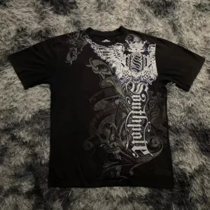 Classic Y2K Gothic Style T-shirt Print Oversized T Shirt High Street Shirts Gothic Round Neck Cotton Tops New Mens Women T Shirt