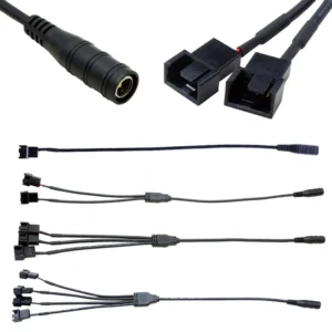 New DC 5.5*2.1 mm Female To 4 Pin Pwm Fan Adapter Cable 1 to 4/3/2/1 Ways Computer PC Fan Power Supply Connector Cable 12V Black