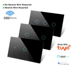 Tuya WiFi US Smart Light Switch Wall Touch Switch Neutral wire/No Neutral wire Required 120 Type Work with Alexa, Google Home