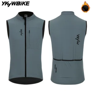 YKYWBIKE Men Cycling Gelit Thermal Fleece Bicycle Windbreaker Sleeveless Bike Vest Windproof Waterproof Cycling