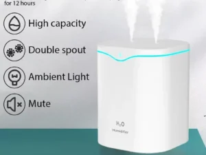 2000ML USB Air Humidifier Double Spray Port Essential Oil Aromatherapy Diffuser Cool Mist Maker Fogger for Home Office