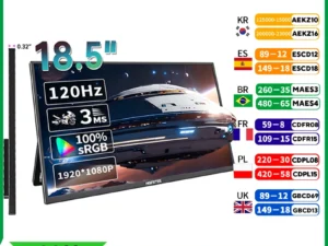 HGFRTEE Portable Monitor 18.5 Inch Computer Gaming Display 100Hz 100% sRGB FHD 1080P Screen for Laptop Holiday Gift PC PS4/PS5