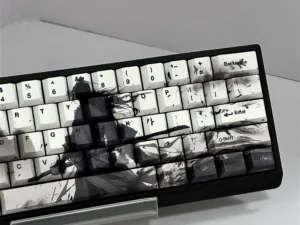 83 Keys Black and White Samurai PBT Cherry Keycaps Personalized Keycaps for Cherry MX 60/63/64/68 Gamer Mechanical Keyboards